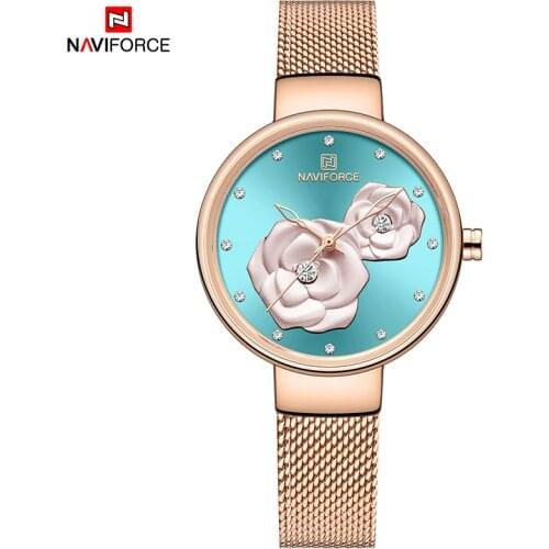 NAVIFORCE Flower Beautiful Design Women Watches Fashion Casual Crystal Wrist watch Ladies Female Luxury Watch Relogio Feminino