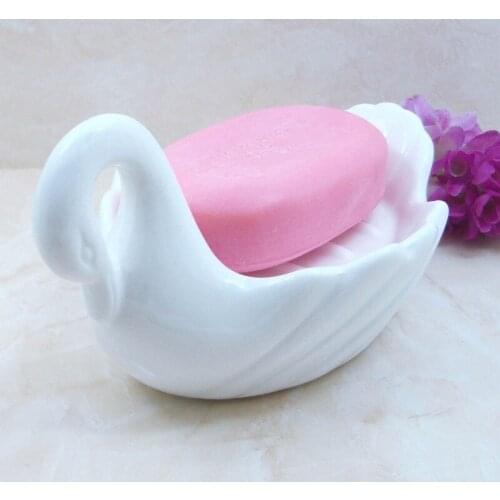 Bathroom Decorative Storage Box Bathroom Accessories European Household Cute Swan Ceramic Soap Box Soap Dish