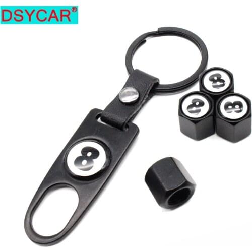DSYCAR 4pcs Zinc Alloy Anti-theft Car Wheel Tire Valve Caps Stem Air+1pcs Leather buckle Wrench Auto Car Wheels Tires Parts