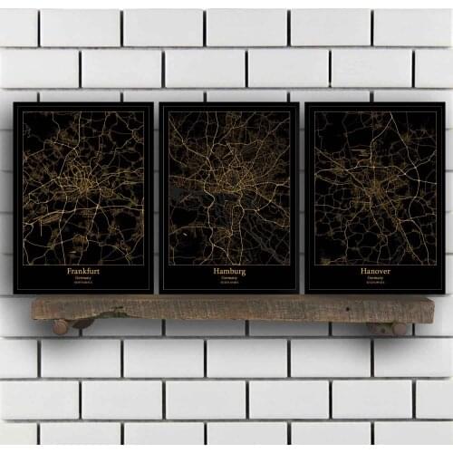 Frankfurt Hamburg Hanover Leipzig Munich Munster Nuremberg Paderborn Rostock Stuttgart Germany Map Poster