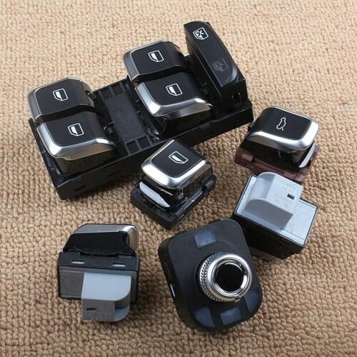 Qty 6 Chrome Car Rearview Mirror Window Glass Lift Master Control Switch Knob Set For A4 S4 A5 Q5 8KD 959 851 A 4GD 959 565 A
