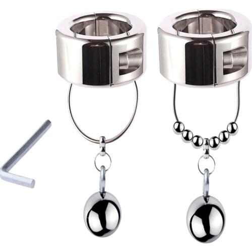 MetalClamp Cock Ring Clamp Adult Sex Toys Male Chastity Bondage Heavy Ball Pendent Lock Scrotum Stretcher For Men Gay Penis Ring