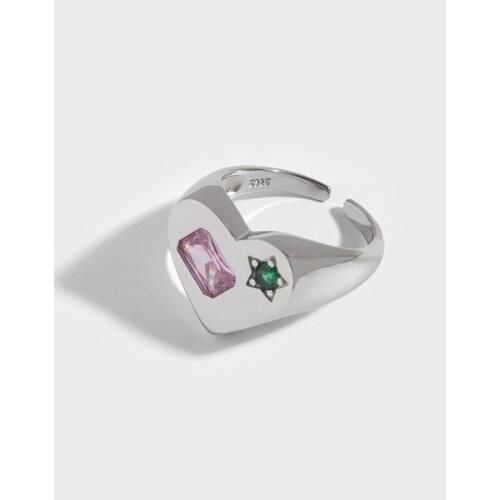 Korean INS niche design, simple, light and luxurious temperament all-matched zircon love S925 sterling silver ring female