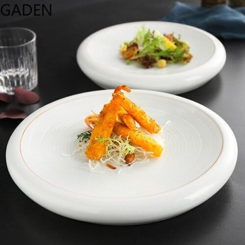 Creative White Round Ceramic Dinner Plate Hotel Supplies Plate Cold Dish Plate Cold Dish Plate Main Course Western Tableware