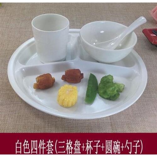 10 Inch Color Round Divided Plates,Melamine Tray Plate,Stackable,4 Pcs Imitation Porcelain 3 Grid Fast Food Plate