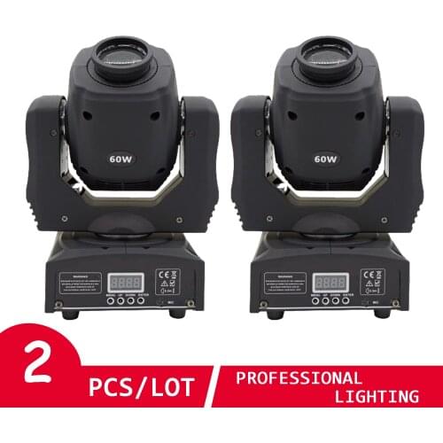 2pcs 60W Mini Led Dmx Gobo Moving Head Spot Light For Club Dj Stage Lighting Party Disco Wedding Event