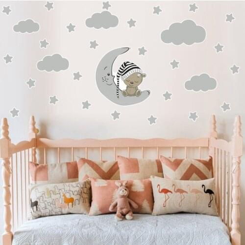Cartoon Animal Wall Stickers Cute Bear Bedroom Childrens Room Graffiti Decoration Kindergarten Background Layout Murals
