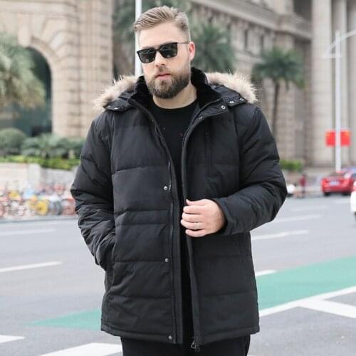 Mens Large size 7XL 9XL 10XL Fur Collar Feather jacket Coat Mens Long Hooded Park Winter Suit for 170kg Mens Clothing