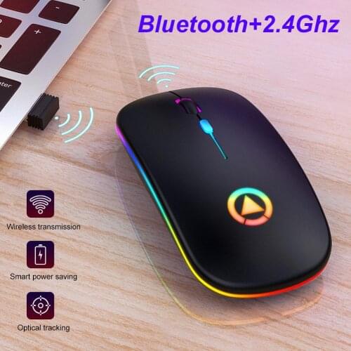 2.4G Wireless Rechargeable Bluetooth 3.0/5.0 Mute Gaming Mouse for Computer Wireless Mice Rechargeable Large Compatibility Mouse