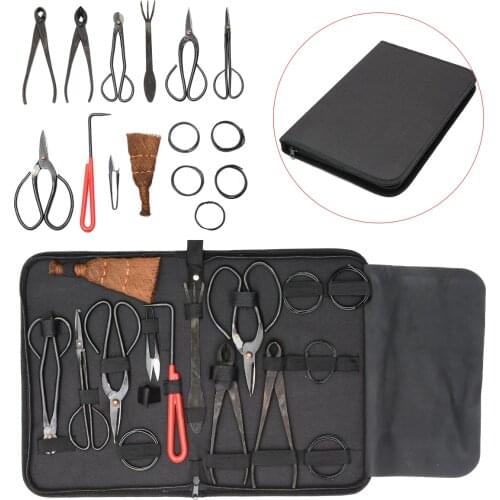 10Pcs Bonsai Pruning Tool Set Carbon Steel Extensive Multifunctional Cutter Scissors Shear Kit With Nylon Case For Garden Tools