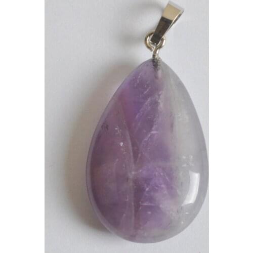 Natural Purple Crystal Stone Bead GEM Pendant Water-drop Fashion Jewelry For Gift S3052