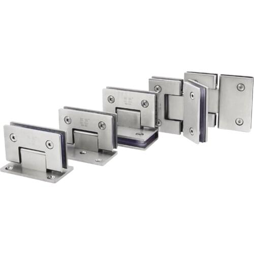 Stainless Steel Frameless Nickel Brush Glass Door Hinge 90 Degrees of Bathroom Glass Clamp Bathroom Folding Glass Clip
