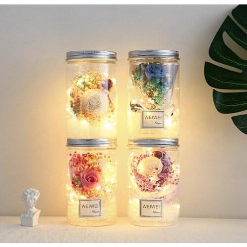 New LED Light String Soap Rose Flower Bouquet In Bottle With Hanging Rope For Valentines Wedding Anniversary Birthday Gift Home
