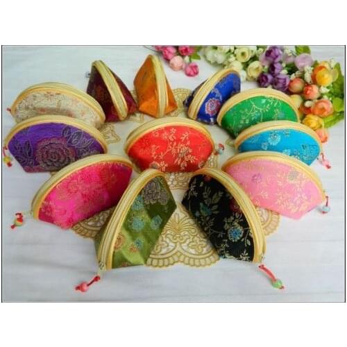 Wholesale 20pc Chinese Classic Shell Shape Silk Jewerly Pouch Coin Purse Gift Bag