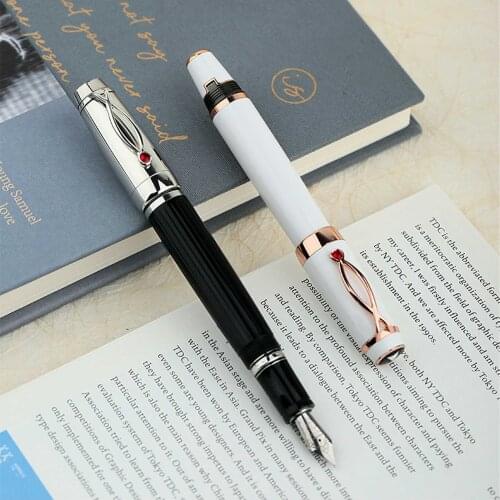White Moojiang X1 Retractable Fountain Pen Iridium EF F Nib Pocket-Size Writing Gifts Office Business School Resin Ink Pens