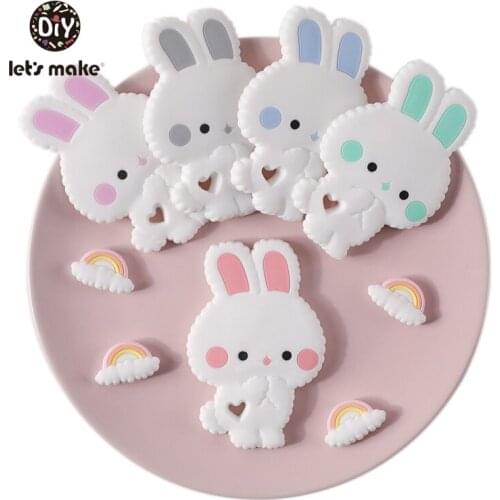 Lets Make Baby Silicone Teethers BPA Free Pendant For Pacifier Mitten Rodent 5pcs Rabbit DIY Pacifier Chain Wholesale Cartoon