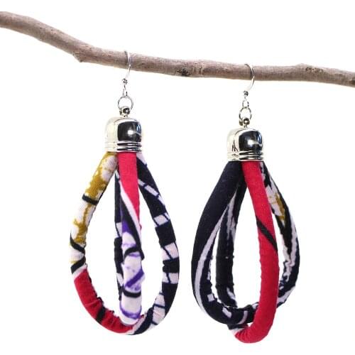 KpacoTa Handmade Boho earring ethnic hollow lantern three-dimensional exaggerated eardrop colorful fabric woman personality gift