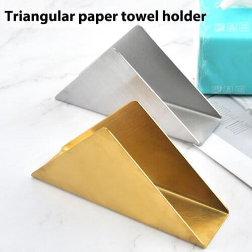 Nordic Triangular Paper Towel Holder Wedding Decoration Table Napkin Holder Rack Gold Plated 304 Stainless Steel Storage Towel
