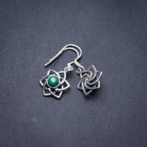 Natural Malachite Handmade Unique 925 Sterling Silver Earrings 1.25" Y3810