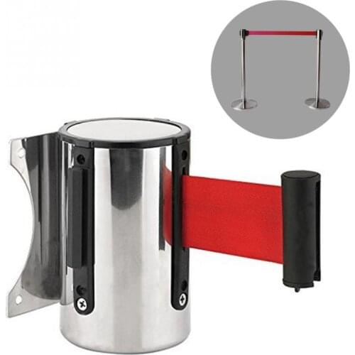 Retractable Ribbon Barrier Crowd Control Outdoor Stainless Steel Wall Mount Red Belt Sport Stanchion Queue 2m/3M/5m