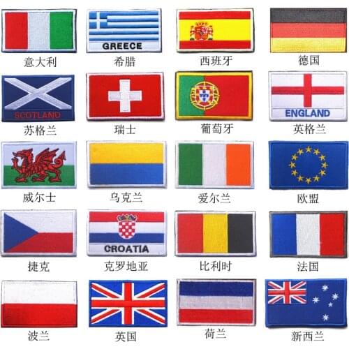 Country Flag patches Stripes Embroidered Russia Turkey France EU England Greece Flag Tactical Military Patches Army Applique