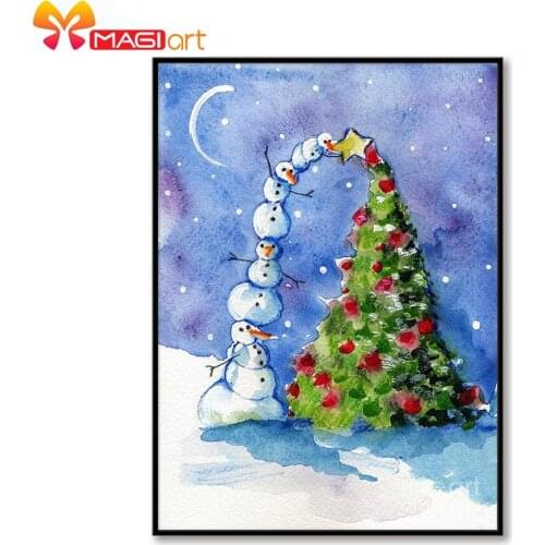 Cross stitch kits Embroidery needlework sets 11CT water soluble canvas patterns 14CT Full Christmas tree and Snowfield NCMC093