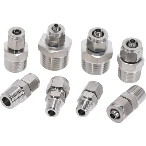 1pc Connectors Tube Pipe Fittings Stainless Steel SS 304 1/8'' 1/4'' 3/8'' 1/4'' BSP Male Thread Connector Conversion Adapter