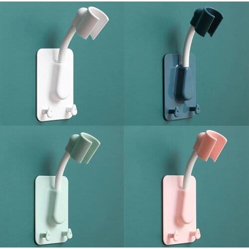 Shower Head Holder Adjustable Self-Adhesive Showerhead Bracket Wall Mount With 2 Hooks Stand SPA Bathroom Universal ABS 1pc