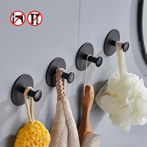 1Pc Wall-mounted Bathroom Robe Hook Kitchen Living Room Door Back Key Towel Hanging Holder Coat Sundries Organizer