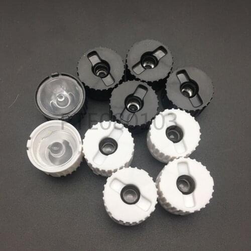 10pcs 5/8/15/25/30/45/60/90/120 degrees LED Lens With Black Holder For 1W 3W 5W High Power LED Lamp Light