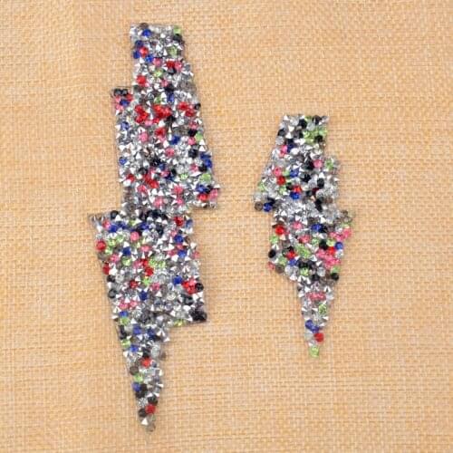 10pcs lightning design hotfix rhinestones heat transfer iron on DIY laser motifs patches applique for kids garment bag shoe