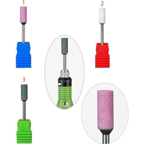 2Pcs Ceramic Stone Nail Drill Bits 3/32" Rotate Burr Cuticle Clean Mill Manicure Pedicure Tools Nail Drill Accessories HF0006