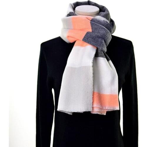 2021 Fashion Newest Warm Block Color Printed Pattern Wool Acrylic Scarf 2Colors 10pcs/lot