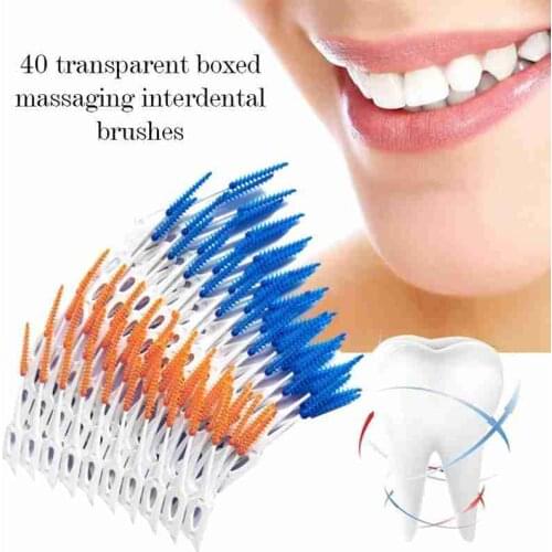 40 pcs/box) Transparent boxed massage interdental brush Elastic massage interdental brush Soft gum interdental brush