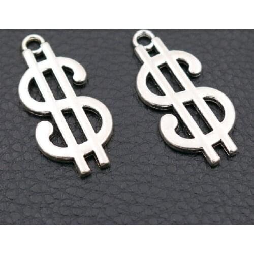 8pcs Metal * $ * Symbol Hip-hop Style Pendant, USD Charms, Steampunk Charms, Wealth Charms, 33 * 15mm A2088