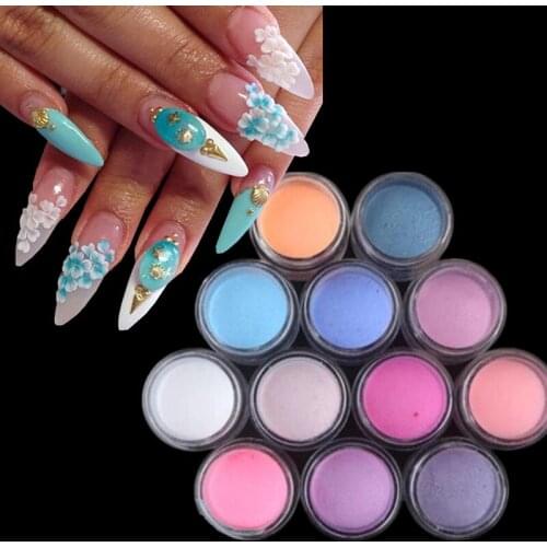 15g Acrylic Nail Powder Neon Pigment Powder For Nail Design Extension Builder French Manicure Sculpture Powder Carving Pattern