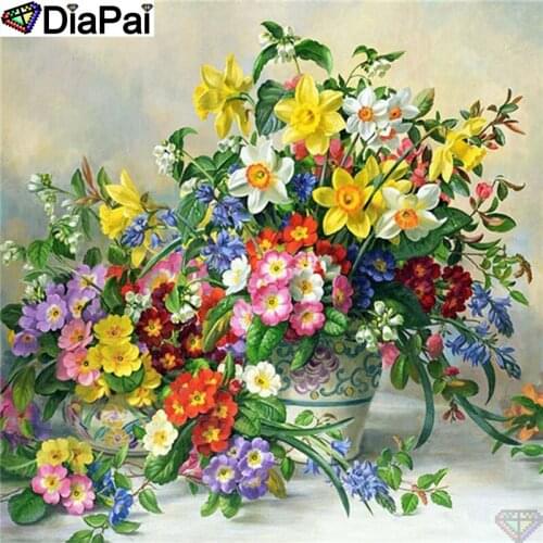 DIAPAI Full Diamond "Flower landscape" DIY 5D Diamond Painting Cross Stitch Home Decor Picture Of Rhinestone Handmade A26523