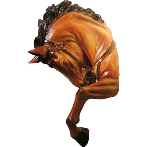 American Creative Resin War Horse Head Statue Wall Decor Crafts Animal Head Wall Decoration Living Room Bar Figurines Home Decor