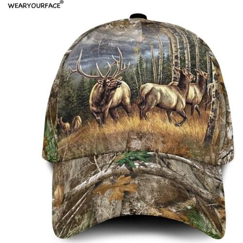 America Deer Hunter Animals 3D All Over Printed Snapback Hat Men Women Adult Hip Hop Headwear Outdoor Sun Visor Baseball Cap