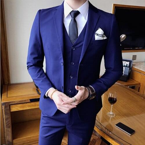 Blazers Vest Pants Mens Three Piece Business Mens Suit Boutique Slim Fit 2021 High Formal Party Wedding Routine Dress Jacket