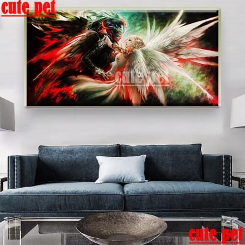 Large 5d Diamond painting Angel and demon diy Full drill rhinestone mosaic Diamond embroidery crossstitch Home Wall Decor puzzle