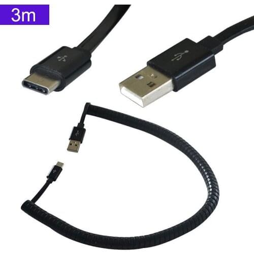 Black USB 3.1 Type C Male to USB 2.0 Male Data Charge 3M Long Cable Cord Wire