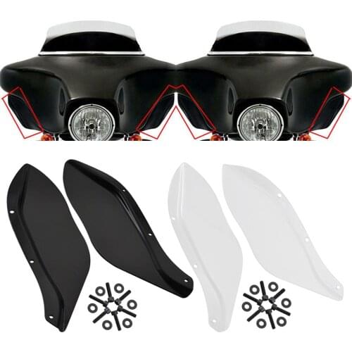 Motorcycle Side Wing Windshield Air Batwing Deflector Fairing Black For Harley Touring Road King Electra Street Glide 96-13