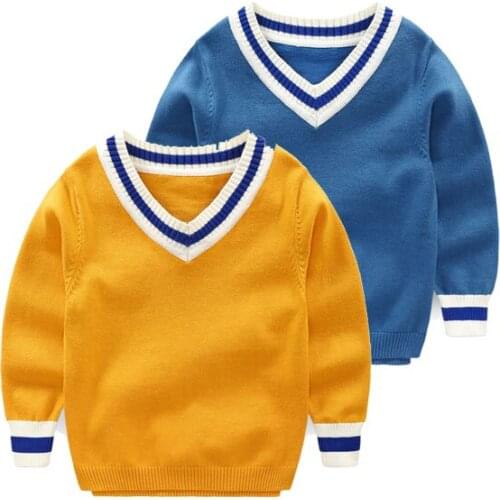Childrens clothing sweater boy v-neck sweater thin Korean fashion