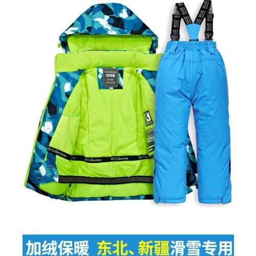 Childrens Ski Suit Set Girls' Outdoor Waterproof and Windproof Thick Ski Clothes Trendy Snowboarding Set