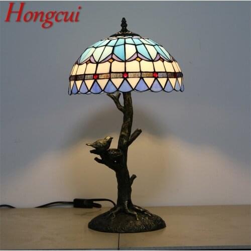Hongcui Tiffany Table Lamps Modern LED Colorful Desk Light Creative for Home Bedroom Decoration
