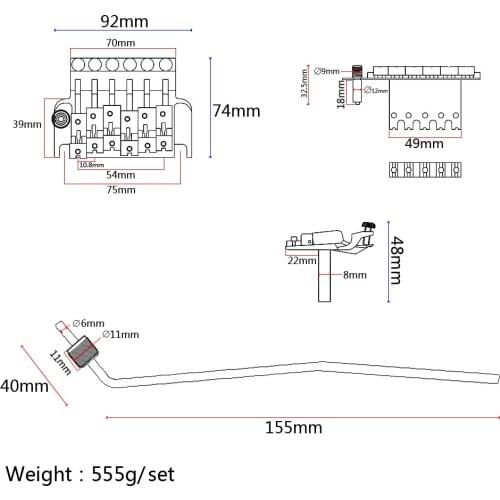 Chrome Electric Guitar Bridge Assembly for ST Guitar Parts