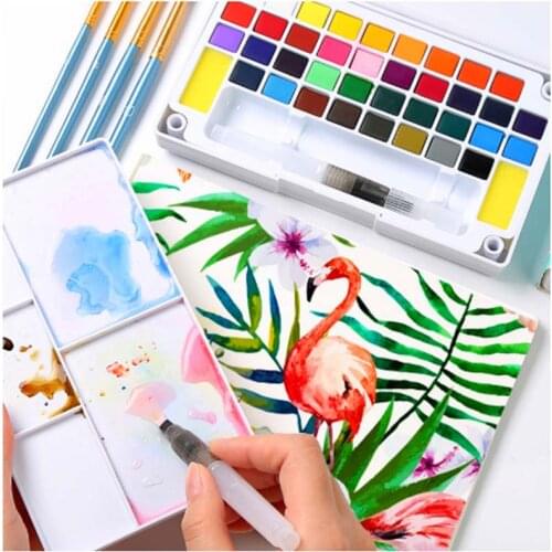 Quality Solid Pigment Watercolor Paints Set With Water Color Portable Brush Pen For Professional Painting Art Supplies