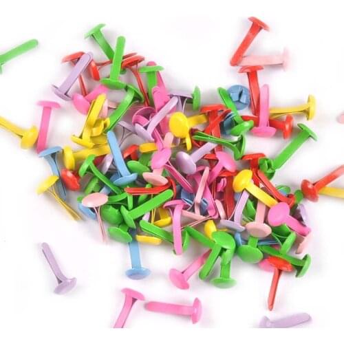 Mixed Pastel Round Brad Scrapbook Embellishment Fastener Brad For Shoes Accessories Metal Craft Home Decor 100Pcs 6.5x13mm c2238