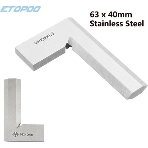 Stainless Steel 63 x 40mm Bladed L Angle Try Square Measure Ruler